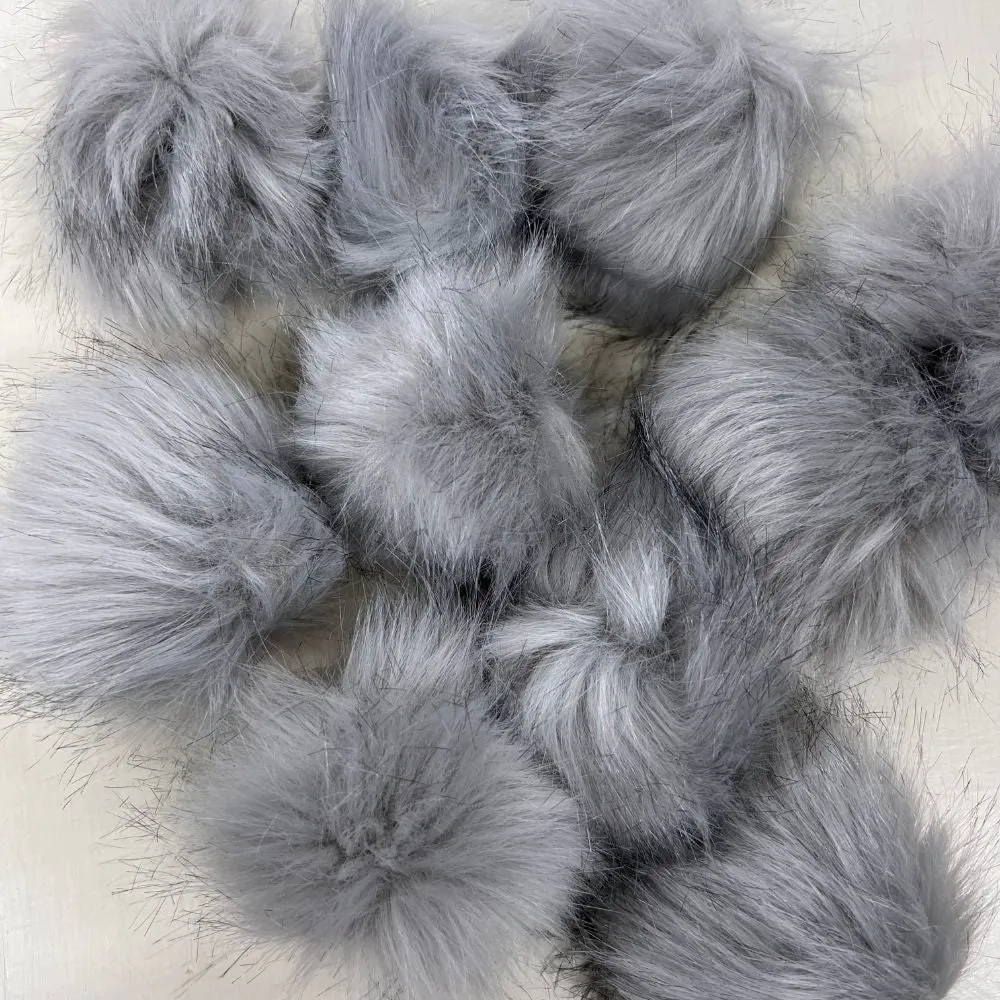 Pom Poms Light Grey - 8cm with Elastic Loop