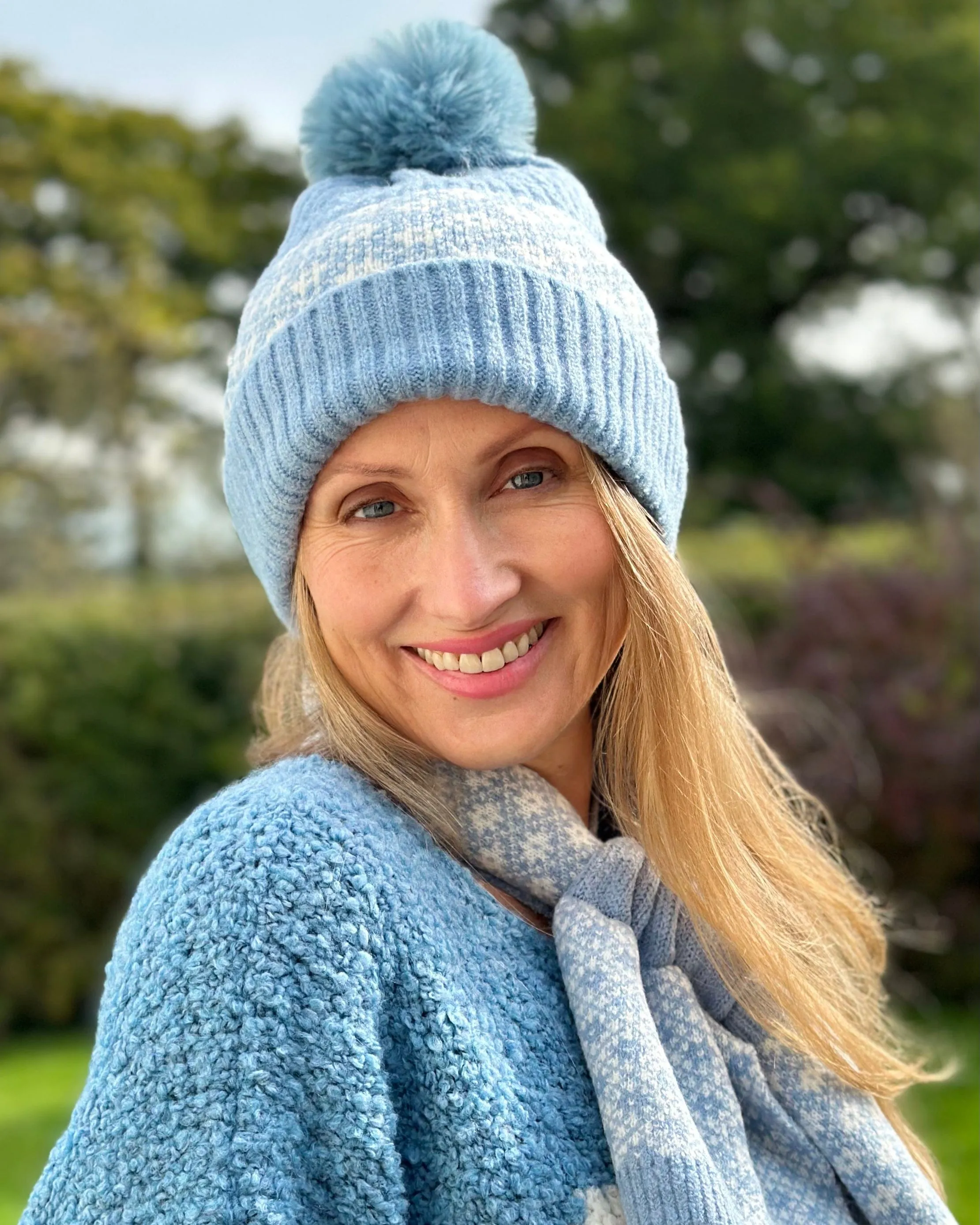 Recycled Soft Pom Pom Hat - Pale Blue