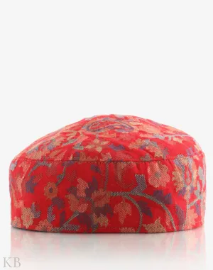 Red Kani Print Woolen Cap