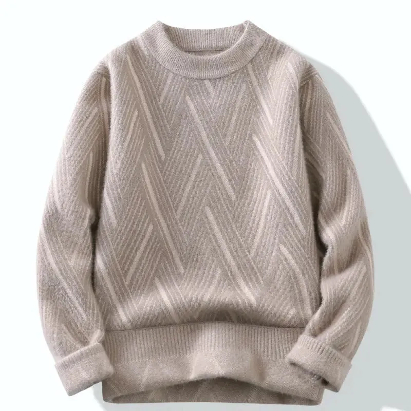 Round Neck Sweater Men's Winter Rhombus Sweater