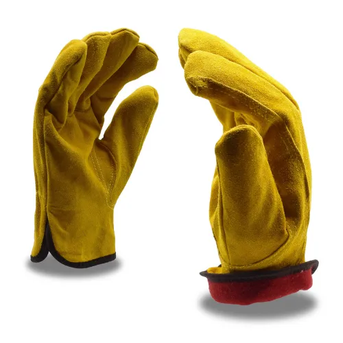 Single Pair - Russet Fleece Lined Standard Cowhide Driver Glove