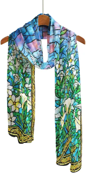 Tiffany Field of Lilies Silky-soft Polyester Sheer Long Scarf