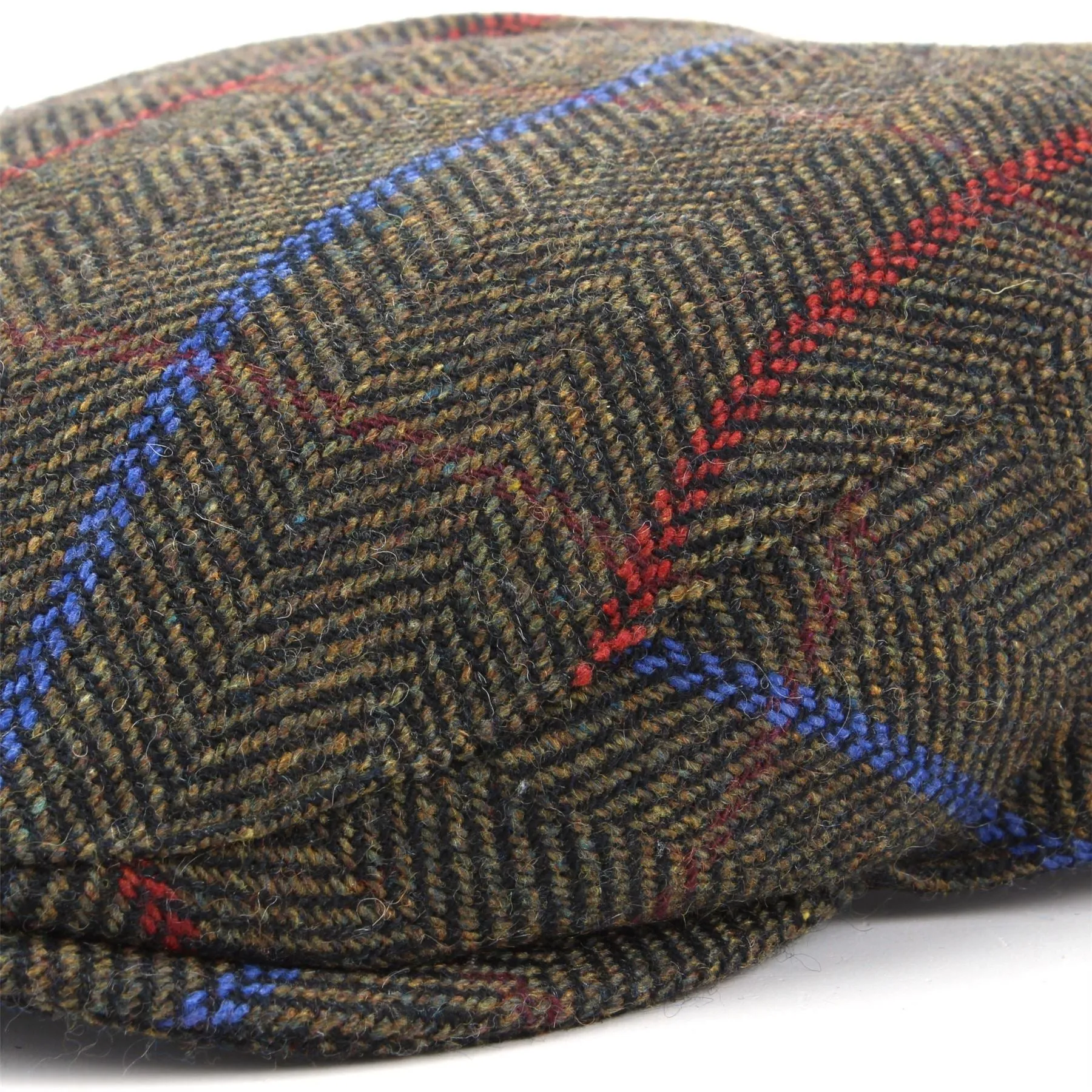 Tweed Flat Cap with Quilted Lining - Brown