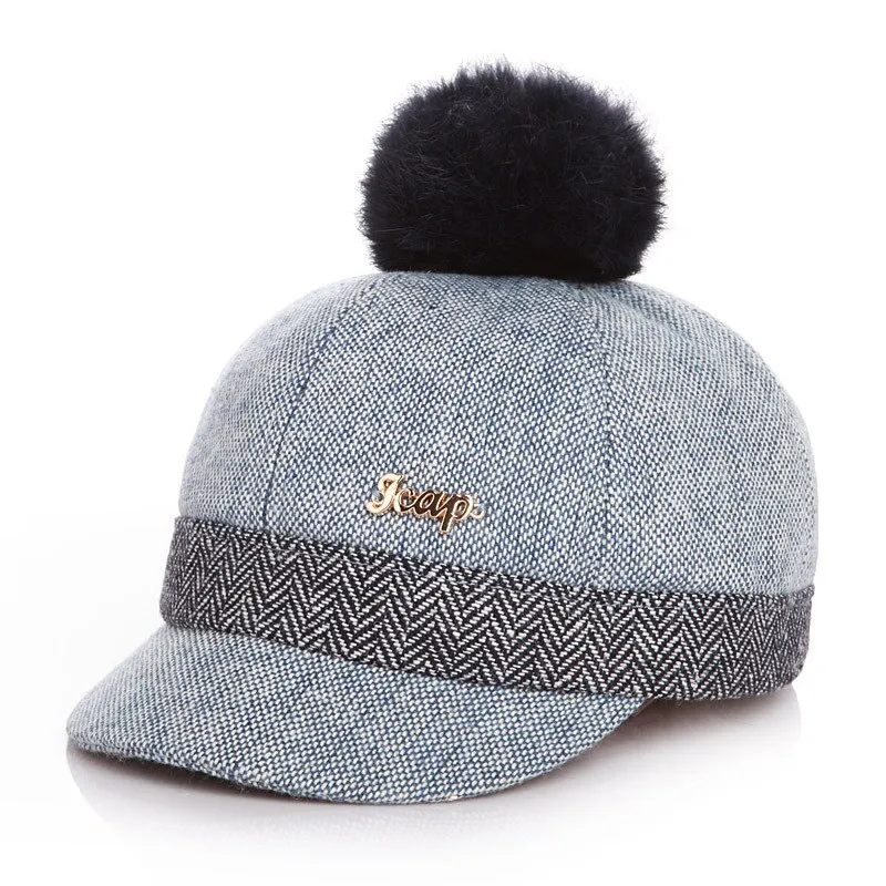 Unisex Winter Faux Fur Ball Pompom Cute Caps For Kids