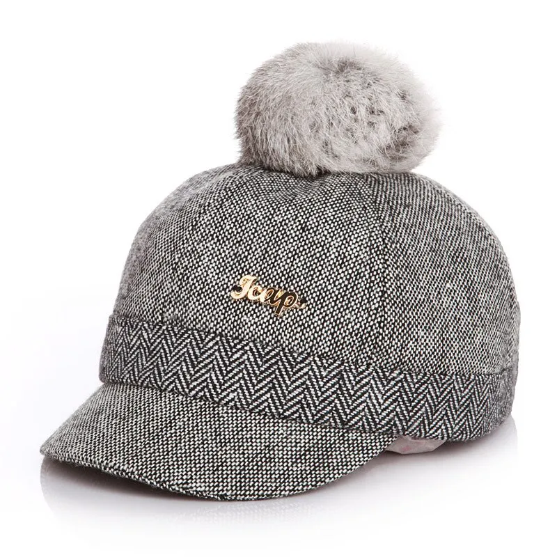 Unisex Winter Faux Fur Ball Pompom Cute Caps For Kids