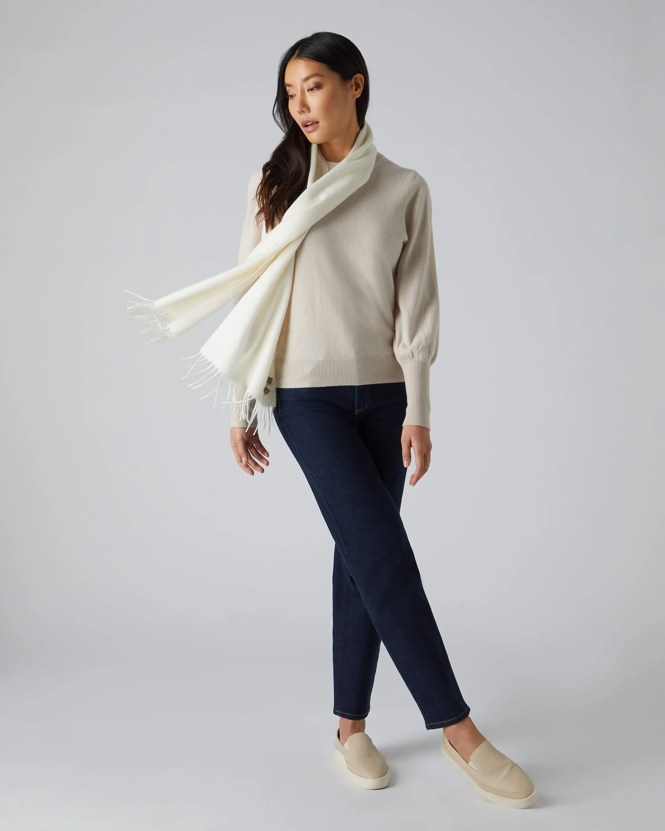 Unisex Woven Cashmere Scarf New Ivory White