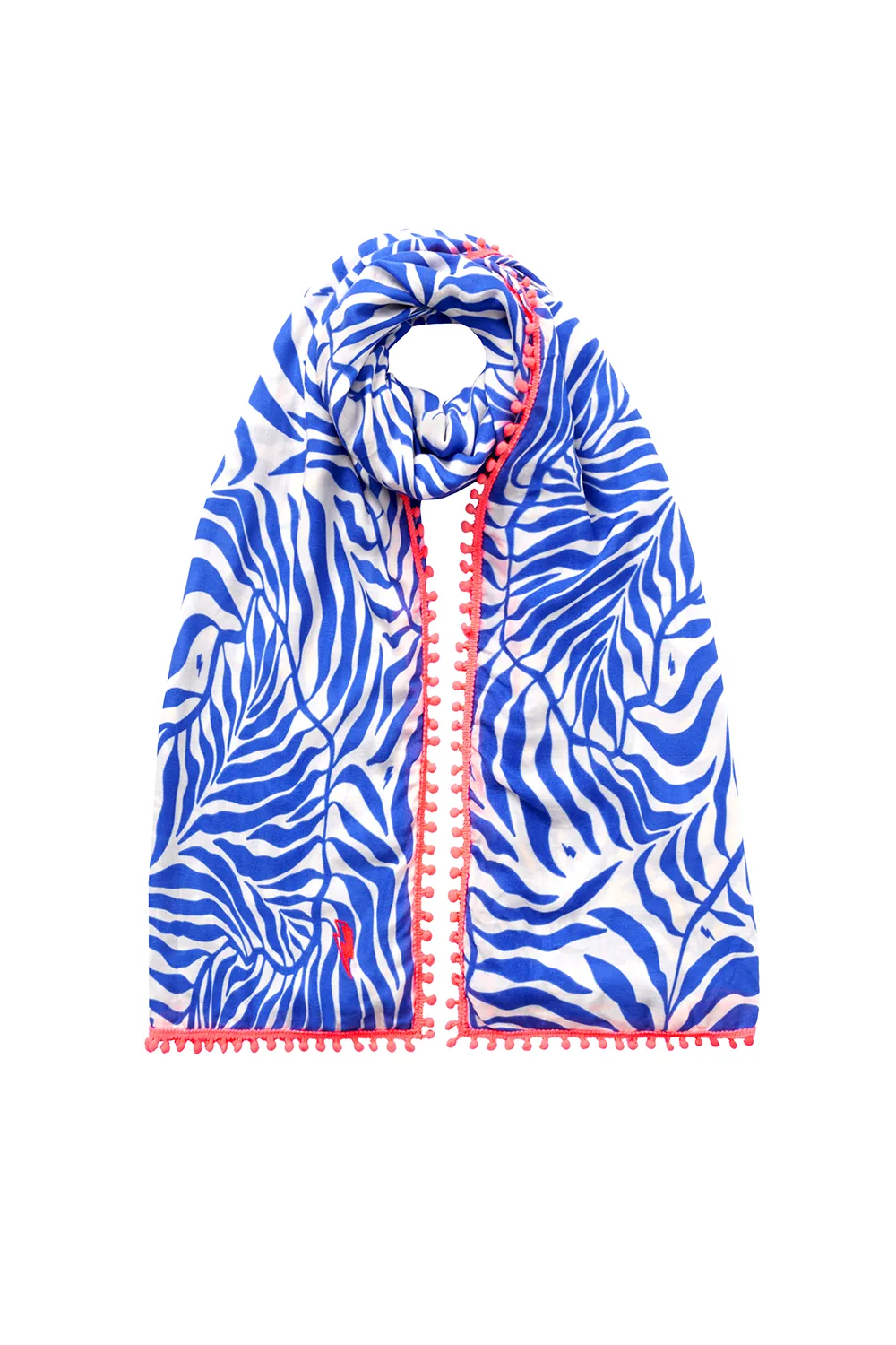 White with Blue Palm Charity Super Scarf