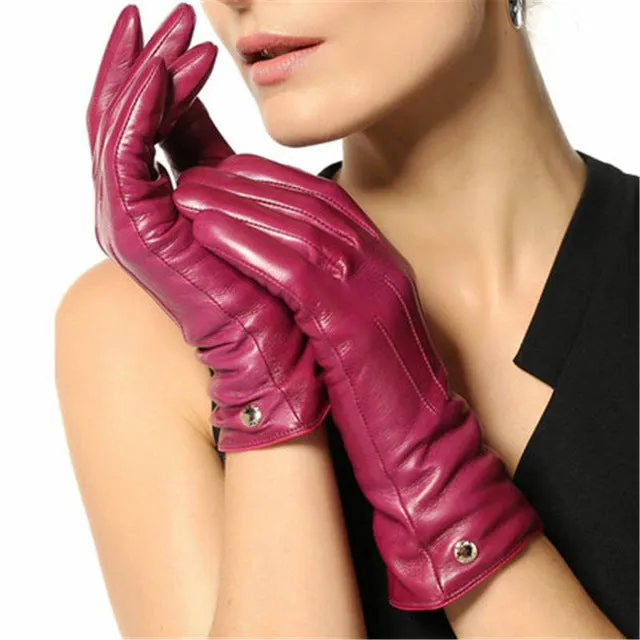 Women's Leather Driving Gloves with Touchscreen