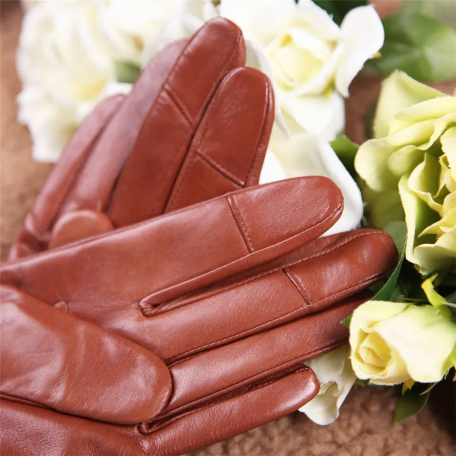 Women's Leather Driving Gloves with Touchscreen