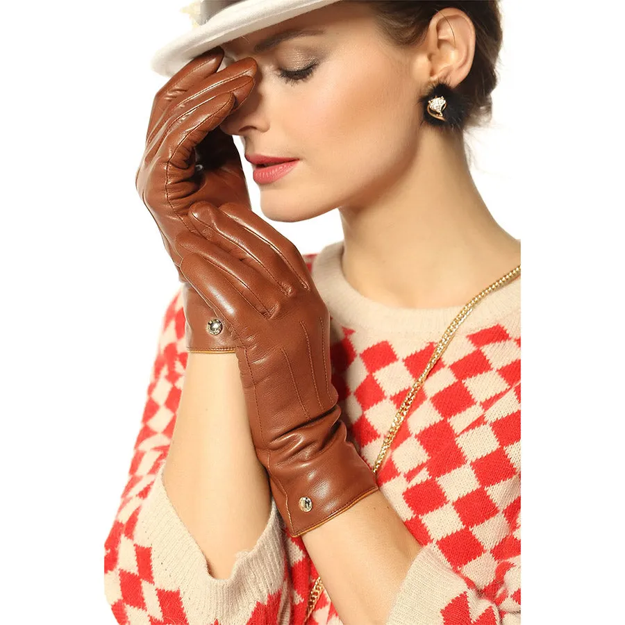 Women's Leather Driving Gloves with Touchscreen