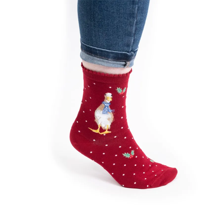 Wrendale Women's Christmas Scarves Duck Socks