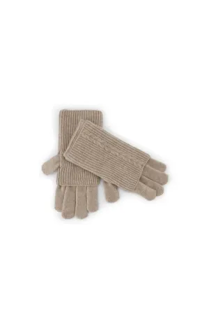 YAYA KNITTED RIBBED GLOVES BEIGE MELANGE