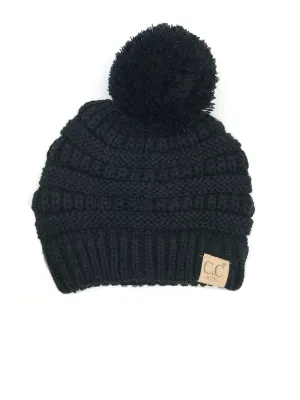 YJ-847 POM Black Kid Beanie